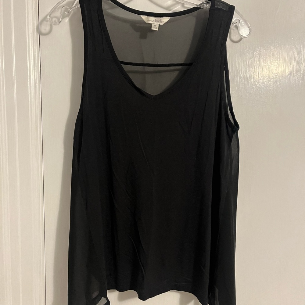 Sheer Back Black Top